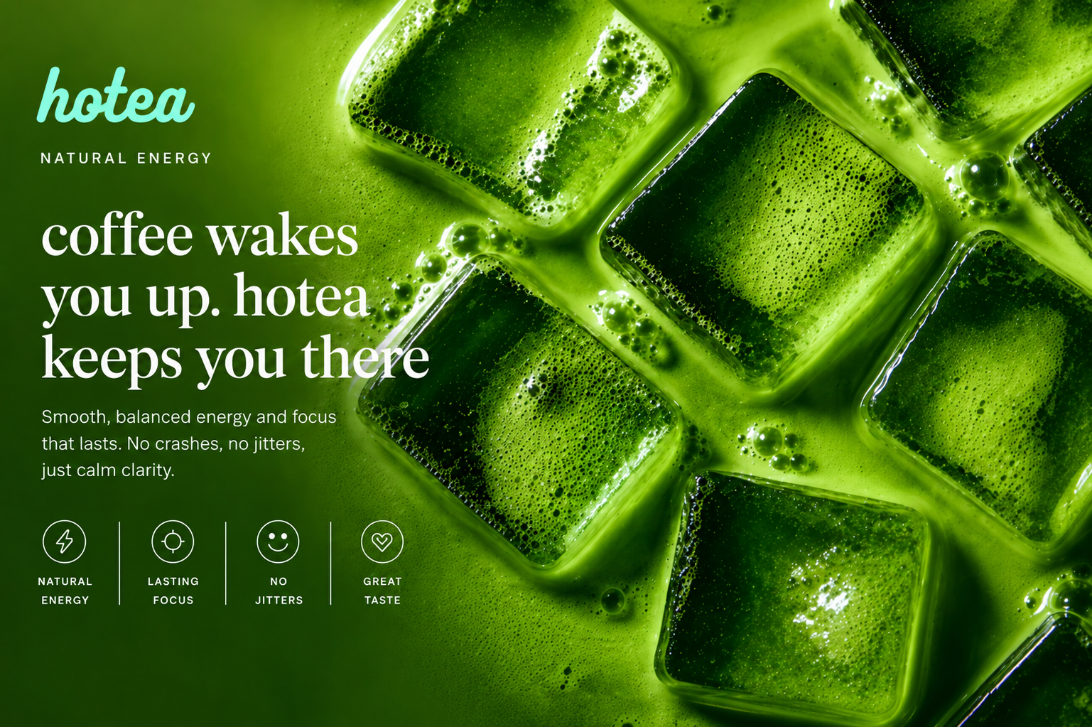 Premium iced matcha latte made with ceremonial grade Japanese matcha for smooth natural energy and focus. Ceremonial grade Japanese matcha latte with long-lasting energy, focus and no jitters.Premium Japanese matcha latte made from ceremonial matcha powder rich in antioxidants and natural energy. 